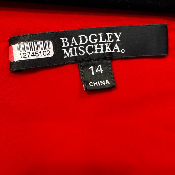 Badgley Mischka Red V Neck Gown Maxi Dress in Size 14 - Picture 8 of 12